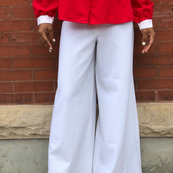 Vintage 1970's High Waisted White Flare Pants - Picture 5 of 6